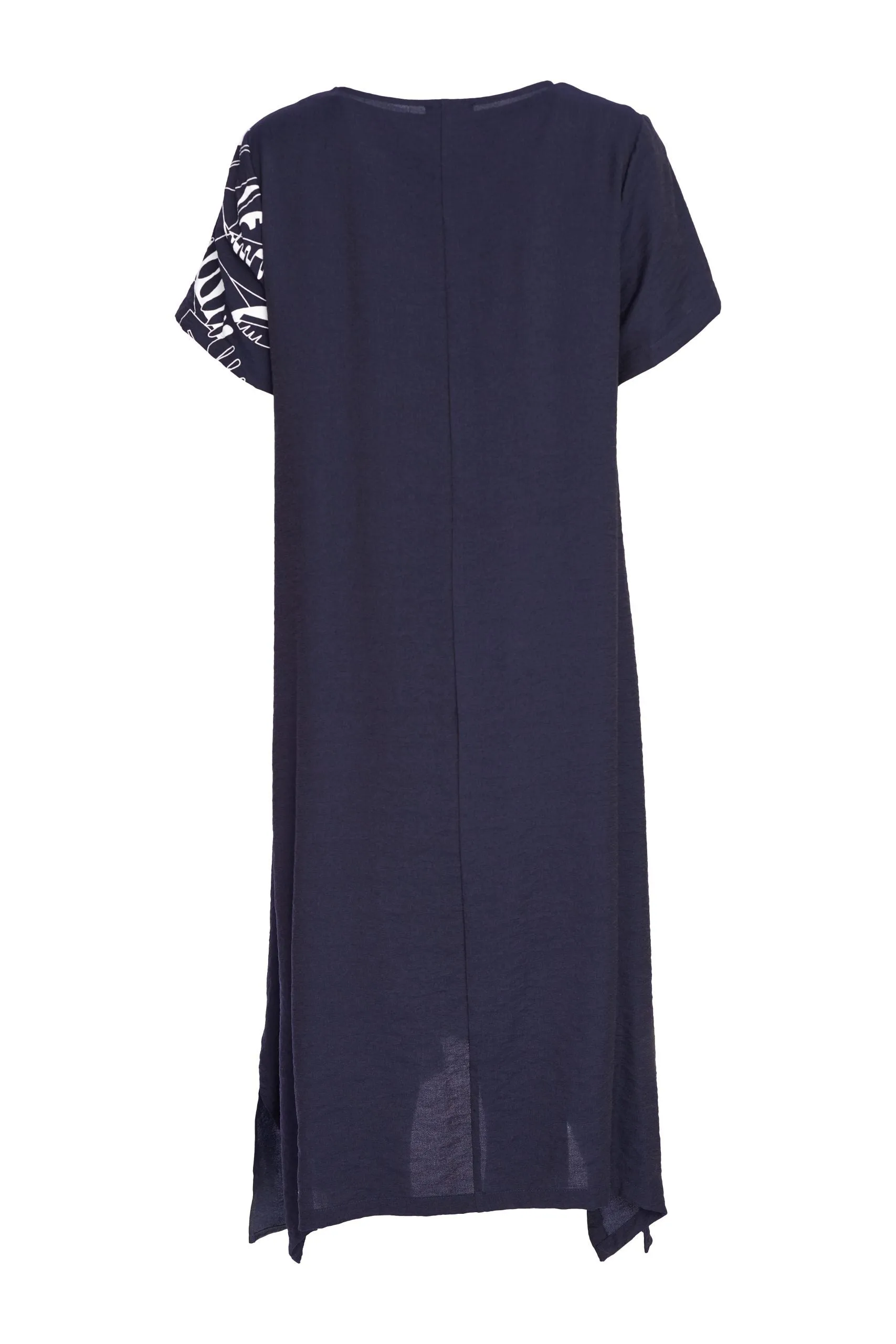 116- Dress w/ Print Panel Navy - Ora