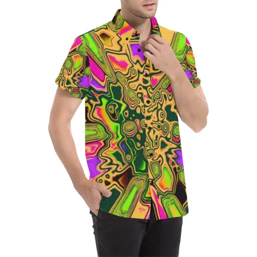 90s Colorsplash Short Sleeve Button Up Shirt