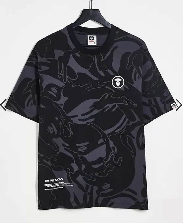 A BATHING APE  |Crew Neck Pullovers Camouflage Cotton Short Sleeves Logo