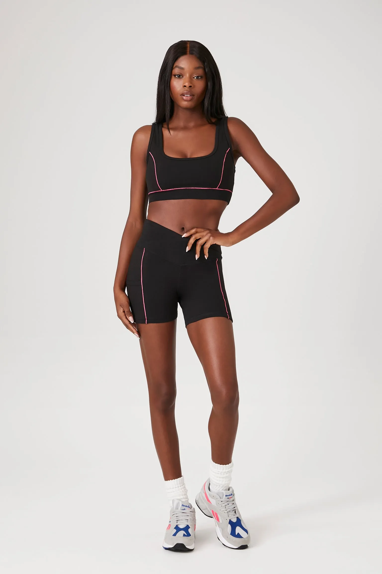 Active Contrast-Seam Biker Shorts