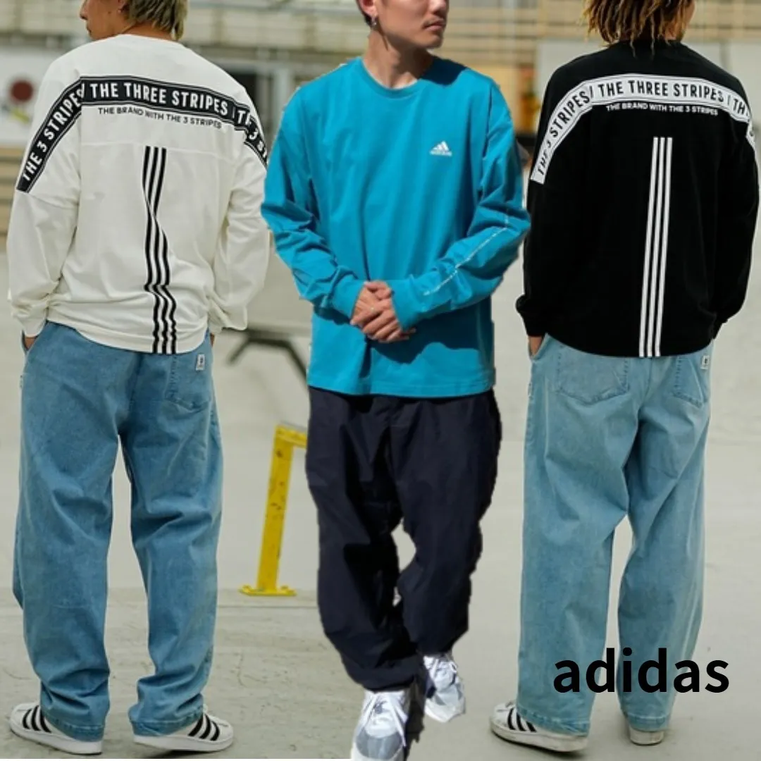 adidas  |Crew Neck Street Style Long Sleeves Cotton Oversized