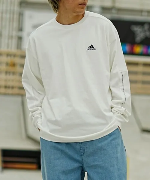 adidas  |Crew Neck Street Style Long Sleeves Cotton Oversized