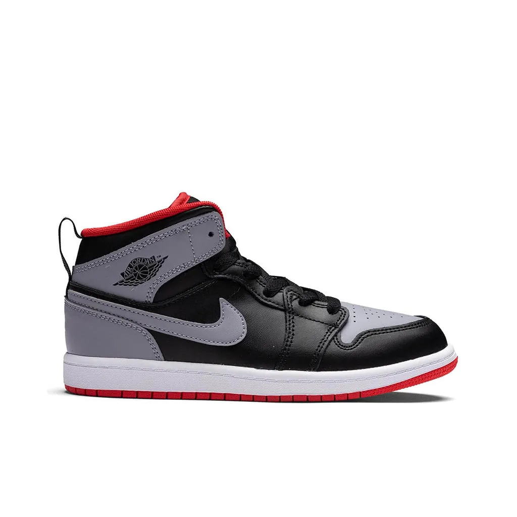 Air Jordan 1 Mid (PS) - Black/Cement Grey/Fire Red/White