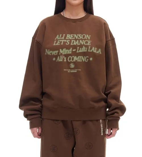 ALI BENSON  |Unisex Street Style Long Sleeves Logo Sweatshirts