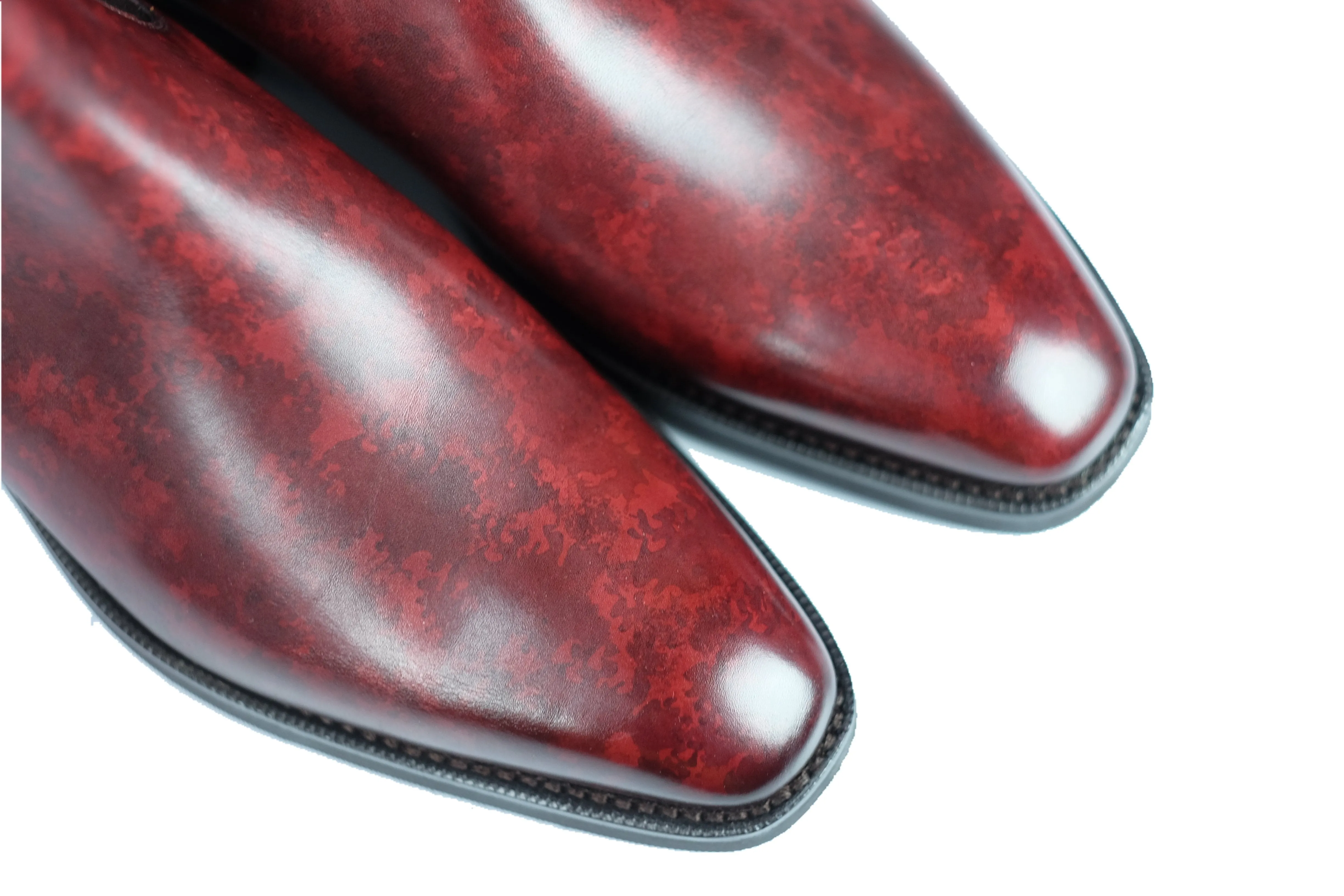 Alki - MTO - Burgundy Marble Patina - LPB Last - City Rubber Sole