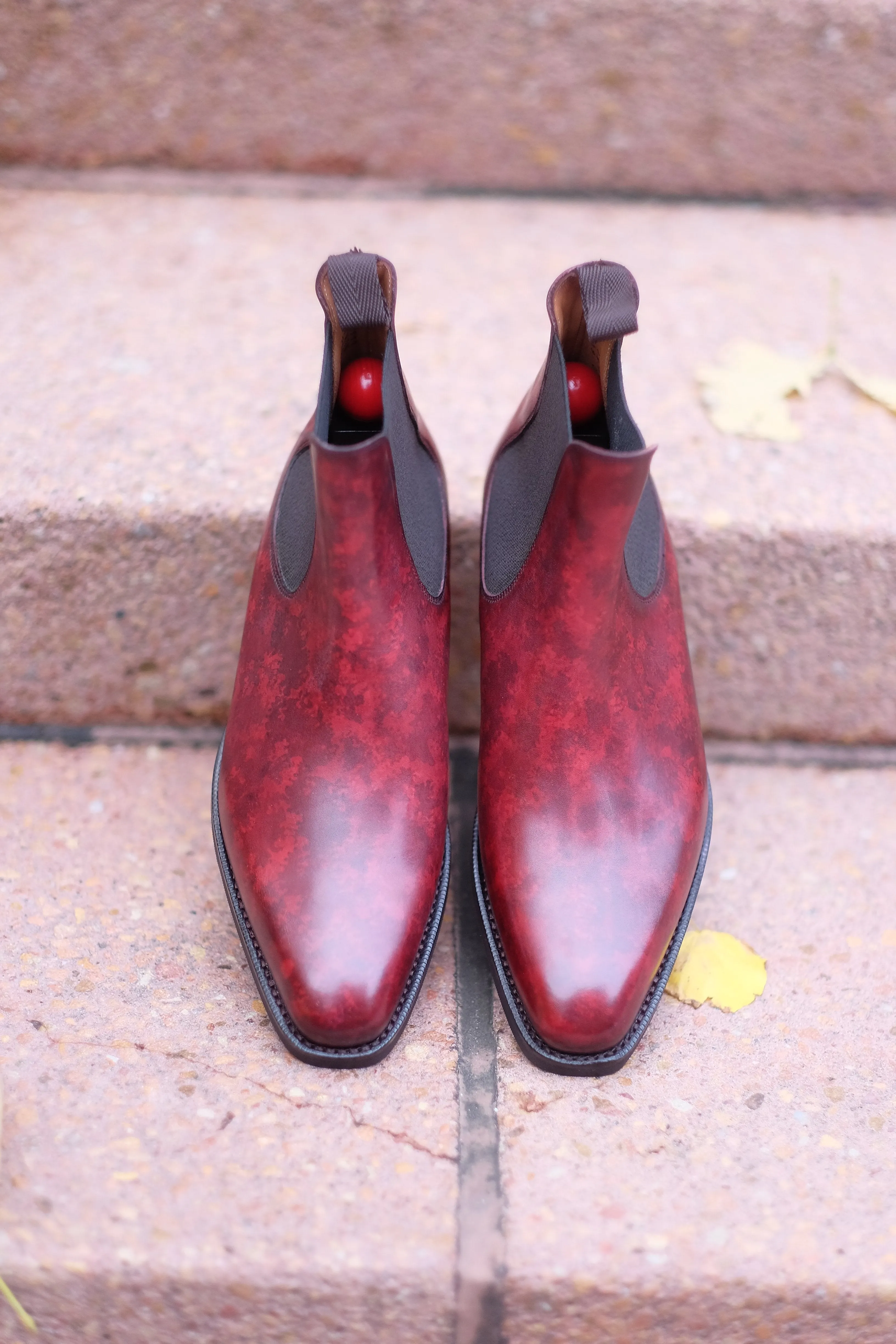 Alki - MTO - Burgundy Marble Patina - LPB Last - City Rubber Sole