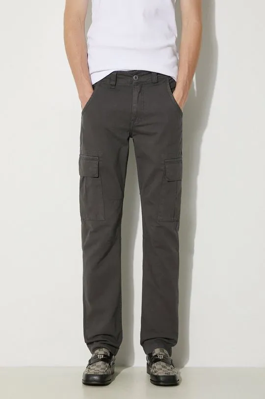 Alpha Industries cotton trousers Agent Pant gray color 158205