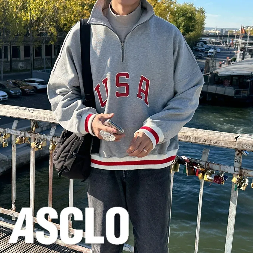 ASCLO  |Pullovers Stripes Unisex Sweat Street Style Long Sleeves