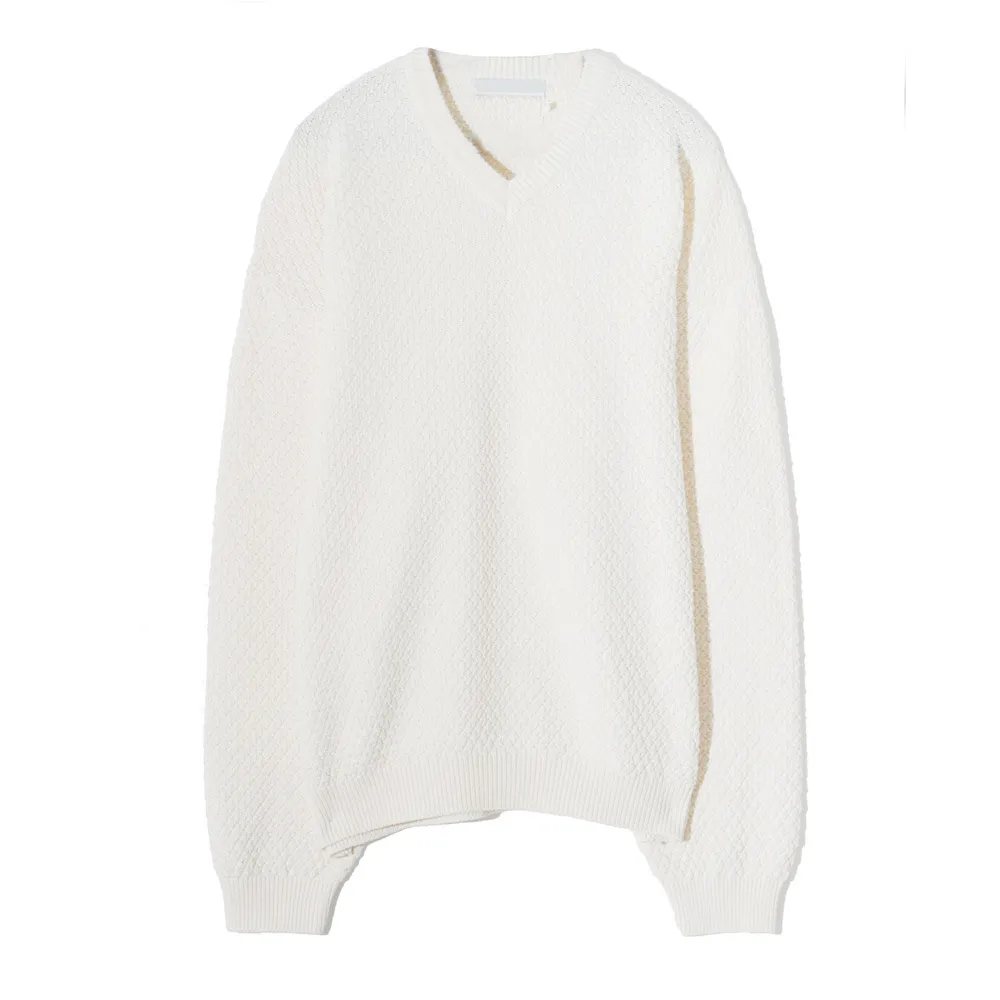 ASCLO  |Pullovers Unisex Street Style V-Neck Long Sleeves Cotton