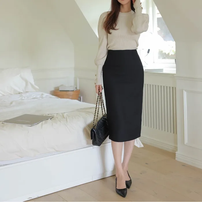 BADDIARY  |Casual Style Long Sleeves Plain Office Style Puff Sleeves