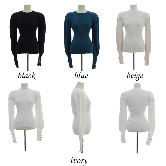 BADDIARY  |Casual Style Long Sleeves Plain Office Style Puff Sleeves