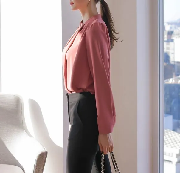 BADDIARY  |Chiffon Long Sleeves Office Style Elegant Style Puff Sleeves