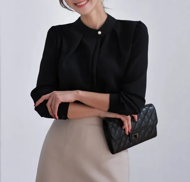 BADDIARY  |Chiffon Long Sleeves Office Style Elegant Style Puff Sleeves