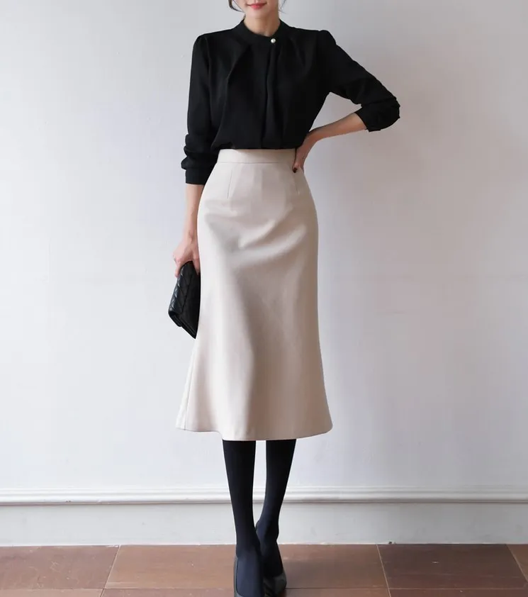 BADDIARY  |Chiffon Long Sleeves Office Style Elegant Style Puff Sleeves