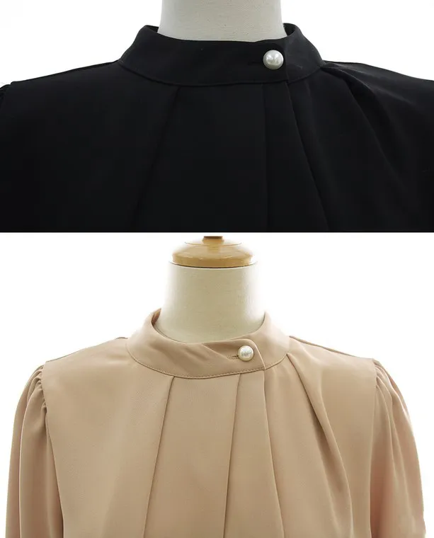 BADDIARY  |Chiffon Long Sleeves Office Style Elegant Style Puff Sleeves