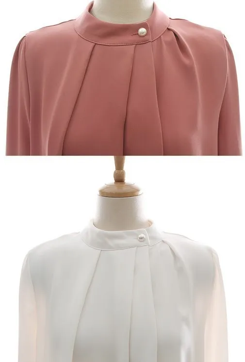 BADDIARY  |Chiffon Long Sleeves Office Style Elegant Style Puff Sleeves