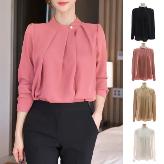 BADDIARY  |Chiffon Long Sleeves Office Style Elegant Style Puff Sleeves