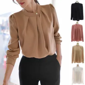 BADDIARY  |Chiffon Long Sleeves Office Style Elegant Style Puff Sleeves