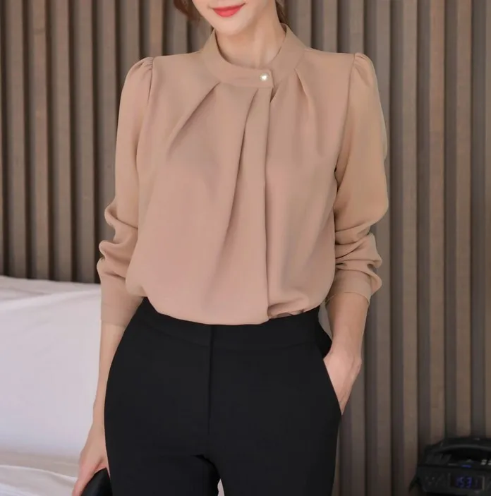 BADDIARY  |Chiffon Long Sleeves Office Style Elegant Style Puff Sleeves