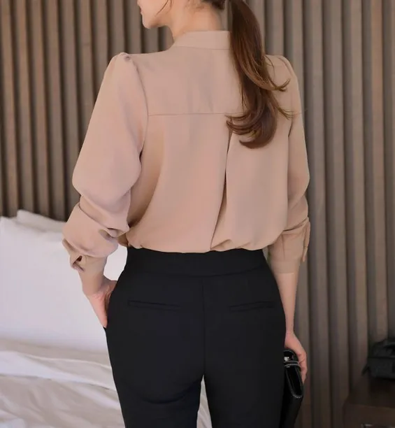 BADDIARY  |Chiffon Long Sleeves Office Style Elegant Style Puff Sleeves