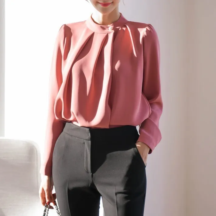 BADDIARY  |Chiffon Long Sleeves Office Style Elegant Style Puff Sleeves