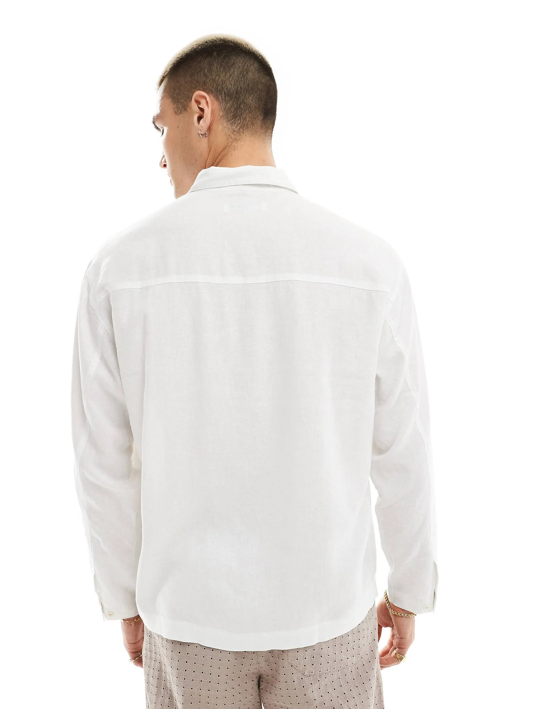 Bershka  |Linen Long Sleeves Plain Shirts