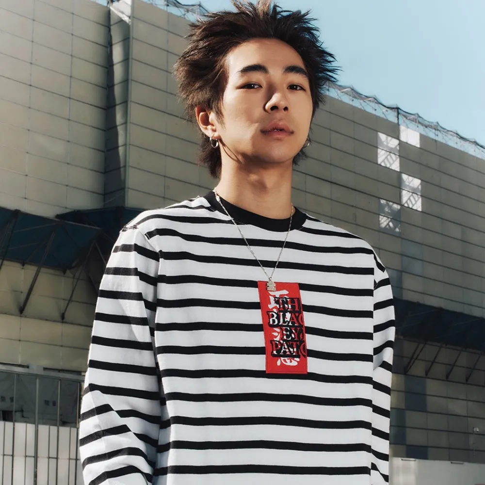 BlackEyePatch  |Stripes Unisex Street Style Long Sleeves Cotton