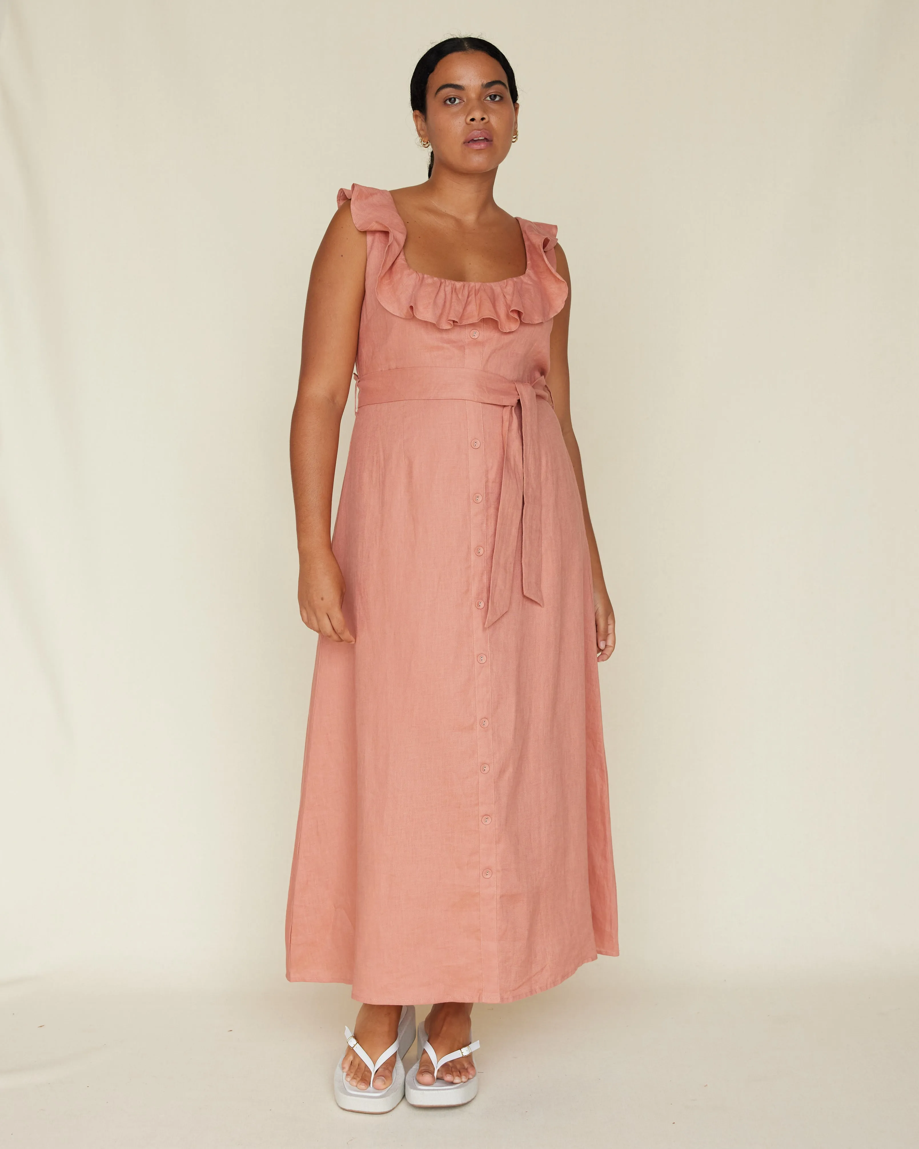 Bohdi Linen Midi Dress - Rust