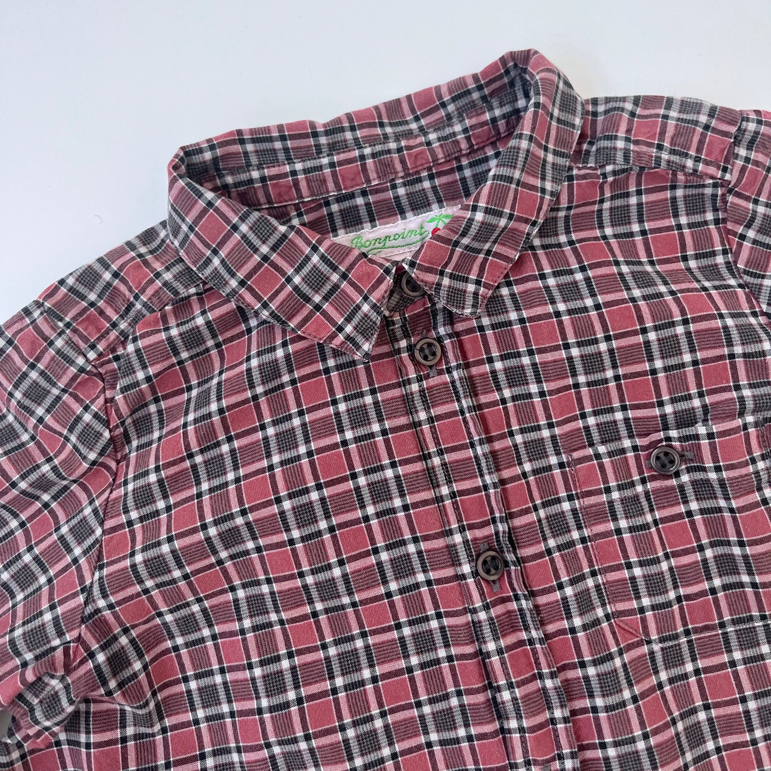 Bonpoint Red Tone Check Shirt With Collar And Pocket: 2 Years