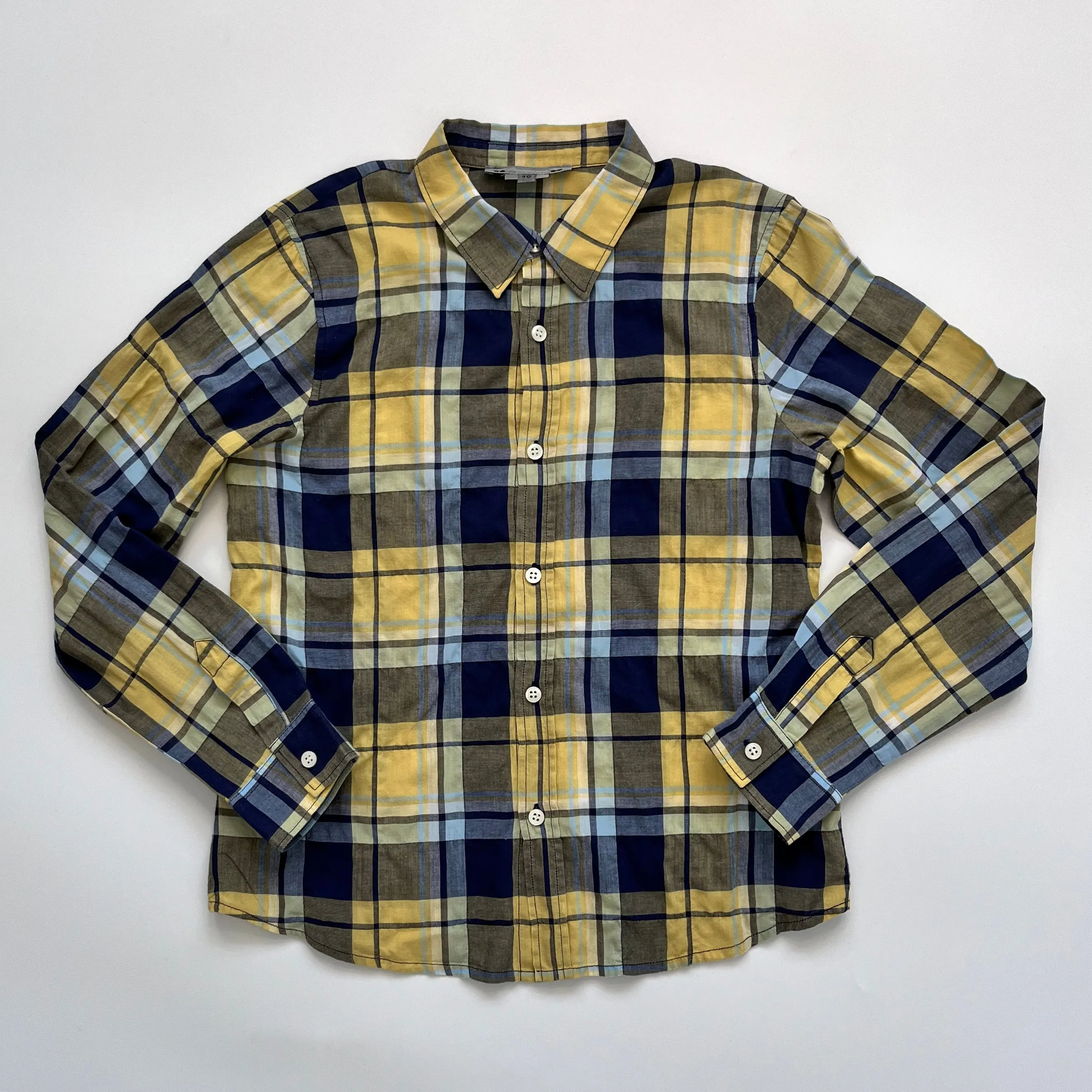 Bonpoint Yellow Check Thin Cotton Shirt: 10 Years