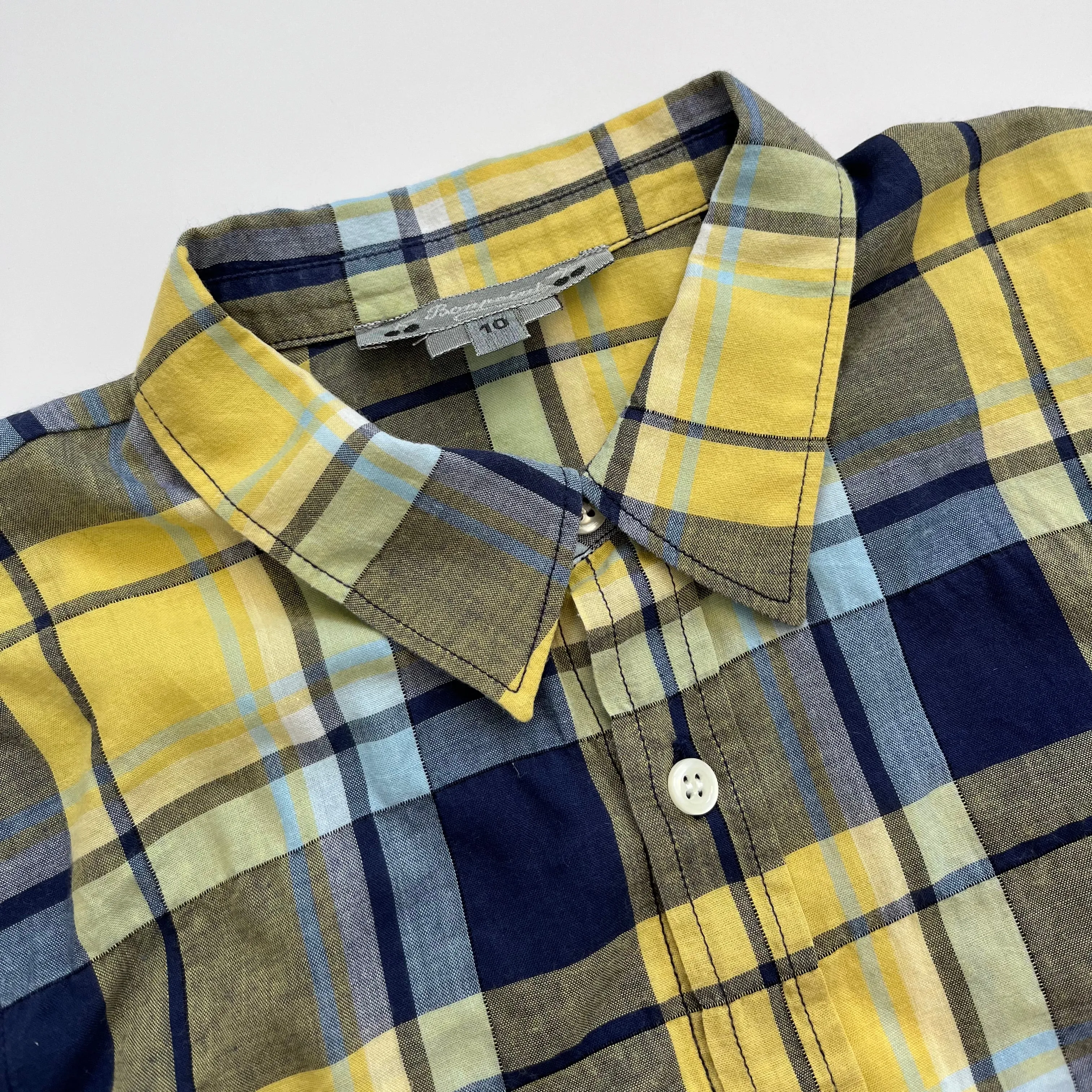 Bonpoint Yellow Check Thin Cotton Shirt: 10 Years