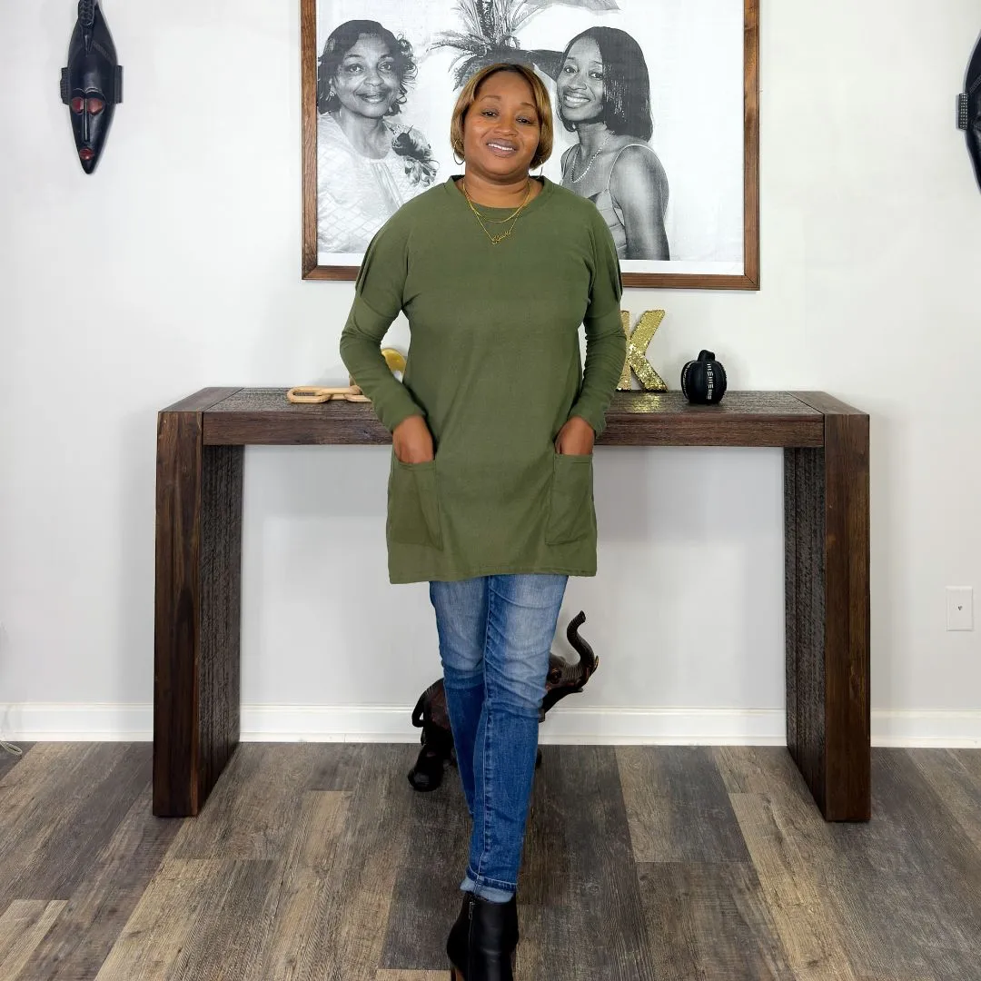 'Breann' Long Sleeve Tunic | Olive