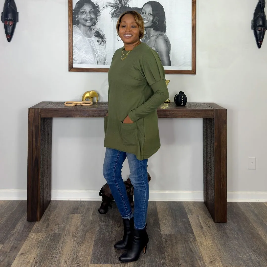 'Breann' Long Sleeve Tunic | Olive