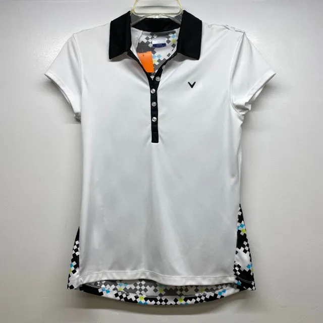 Callaway Size S Women's White-Multicolor Patchwork Polo Activewear Top