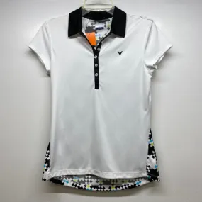 Callaway Size S Women's White-Multicolor Patchwork Polo Activewear Top