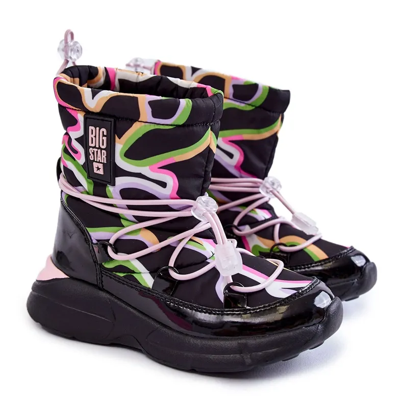 Children's Snow Boots W Print Big Star KK374099 Black-Pink multicolored