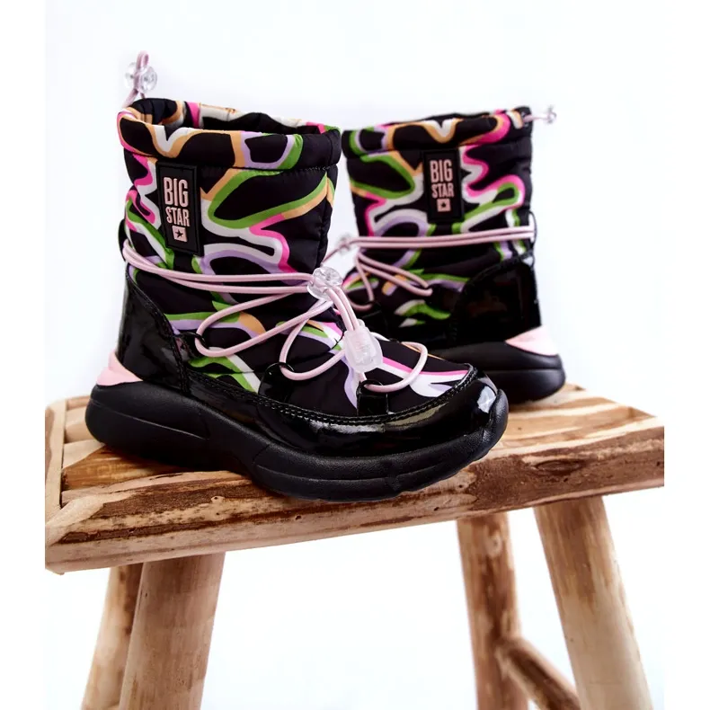 Children's Snow Boots W Print Big Star KK374099 Black-Pink multicolored