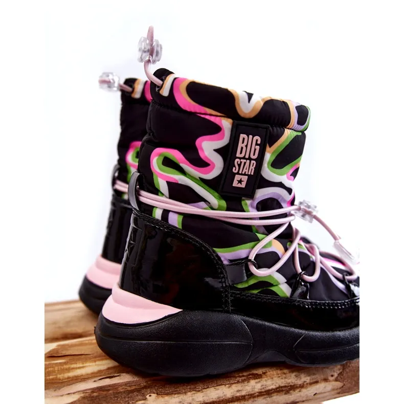 Children's Snow Boots W Print Big Star KK374099 Black-Pink multicolored