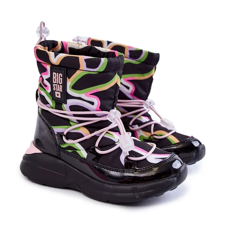 Children's Snow Boots W Print Big Star KK374099 Black-Pink multicolored