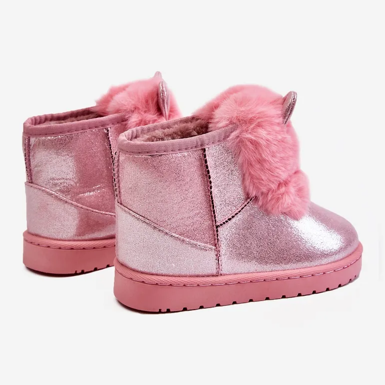 Children's Snow Boots Warmed With Fur With Ears Pink Betty