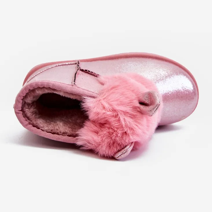 Children's Snow Boots Warmed With Fur With Ears Pink Betty