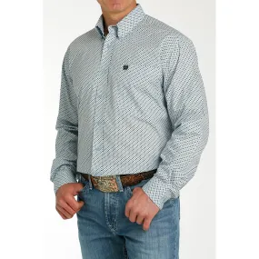 Cinch Men's Light Blue Geometric Print Long Sleeve