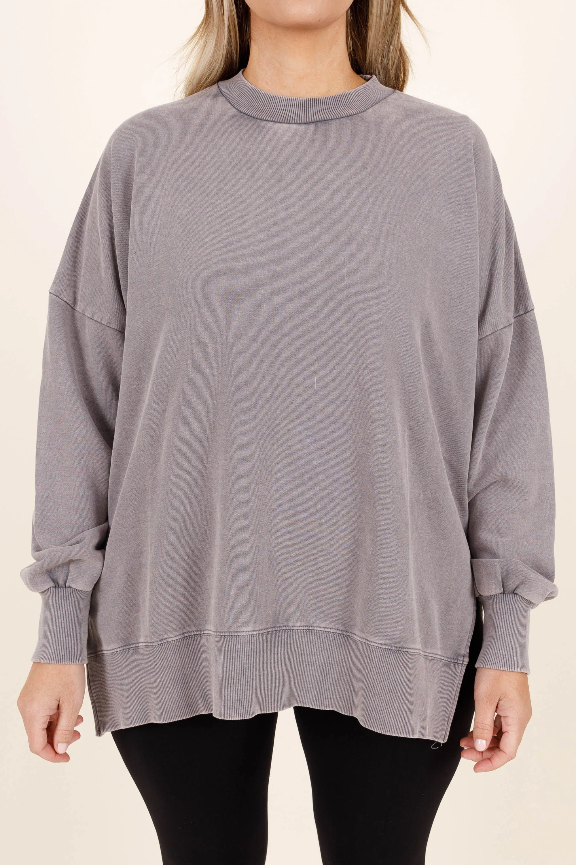 Cozy Crewneck Pullover, Gray