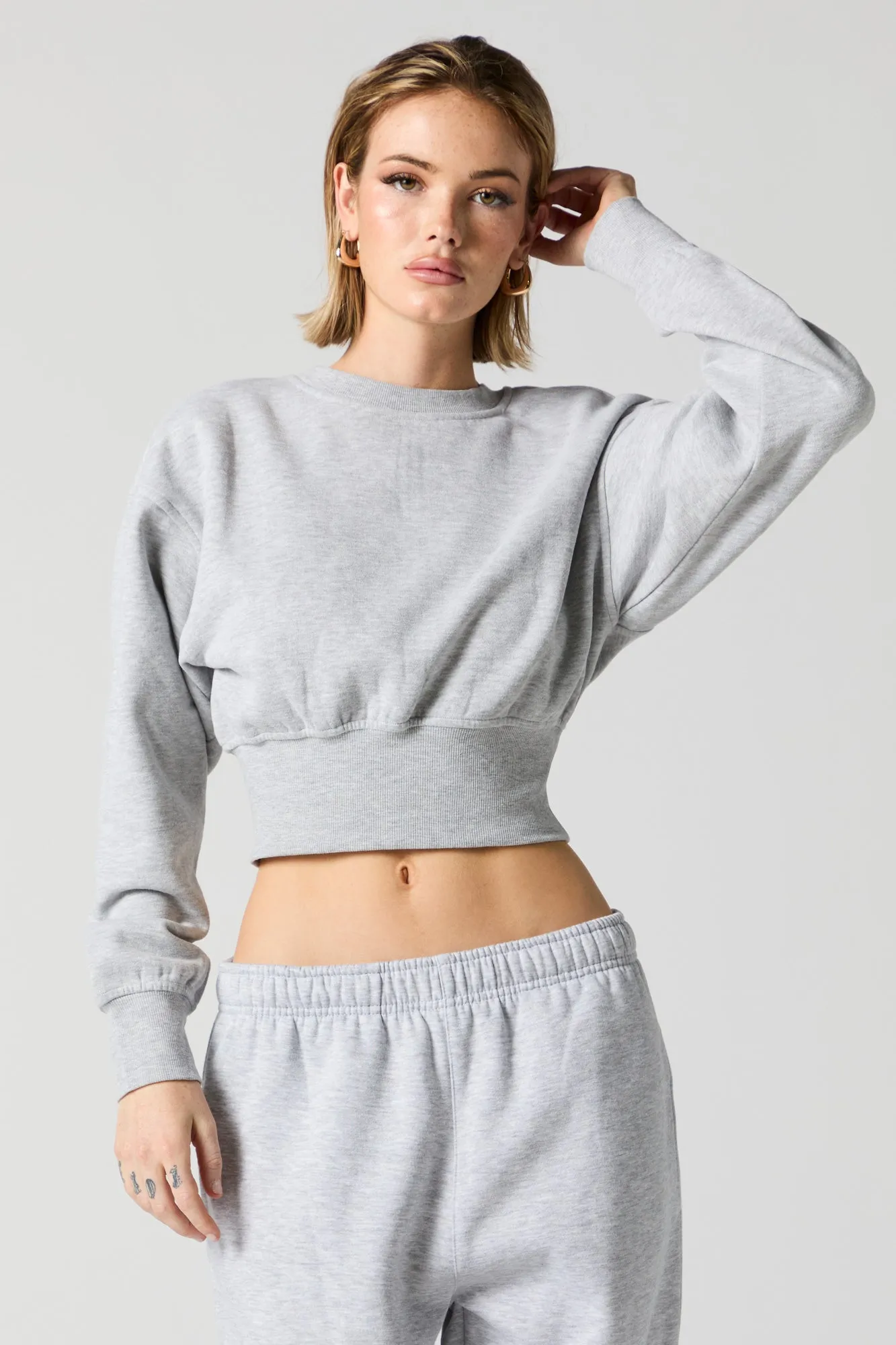 Crewneck Long Sleeve Crop Sweatshirt