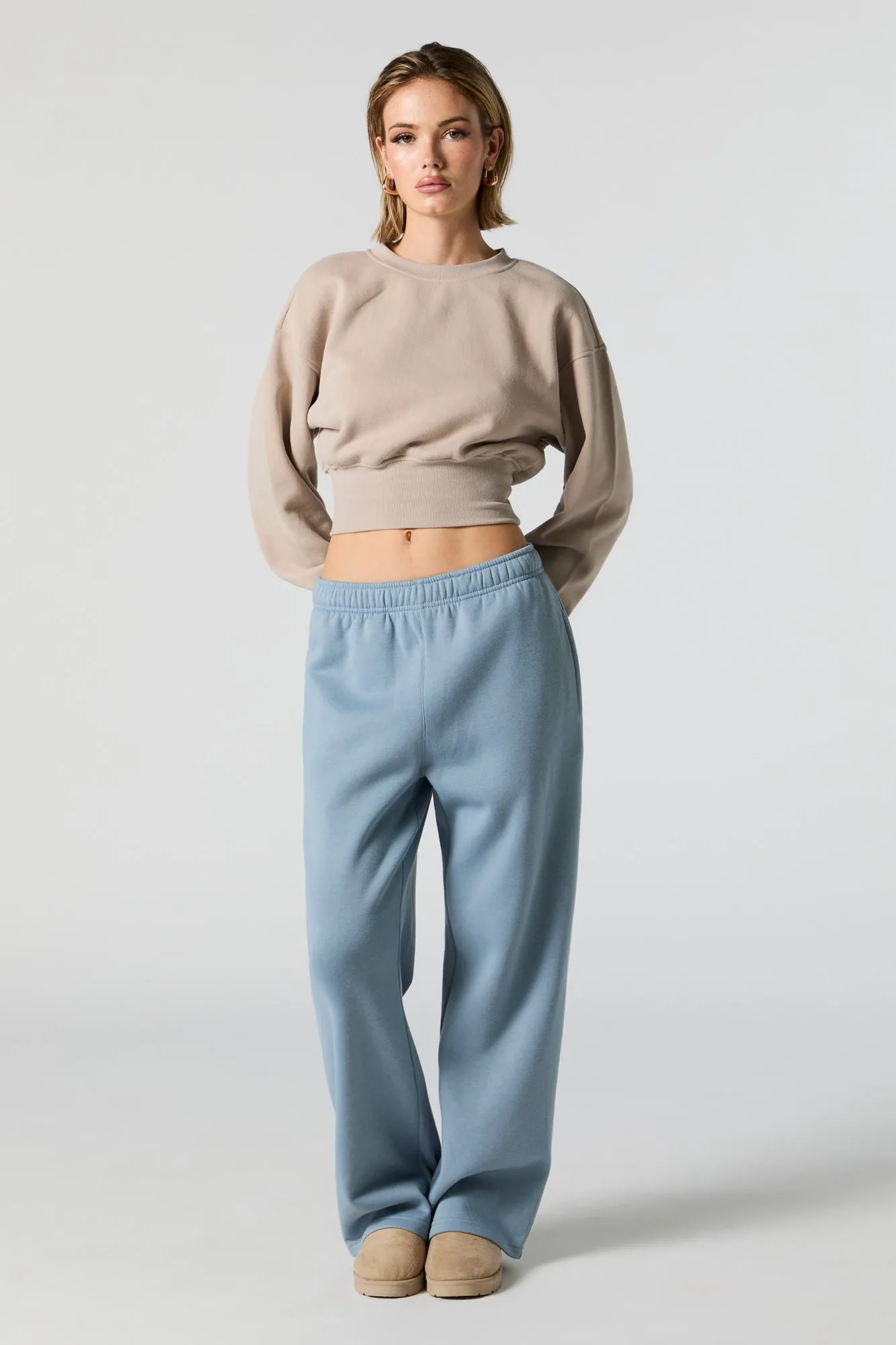 Crewneck Long Sleeve Crop Sweatshirt