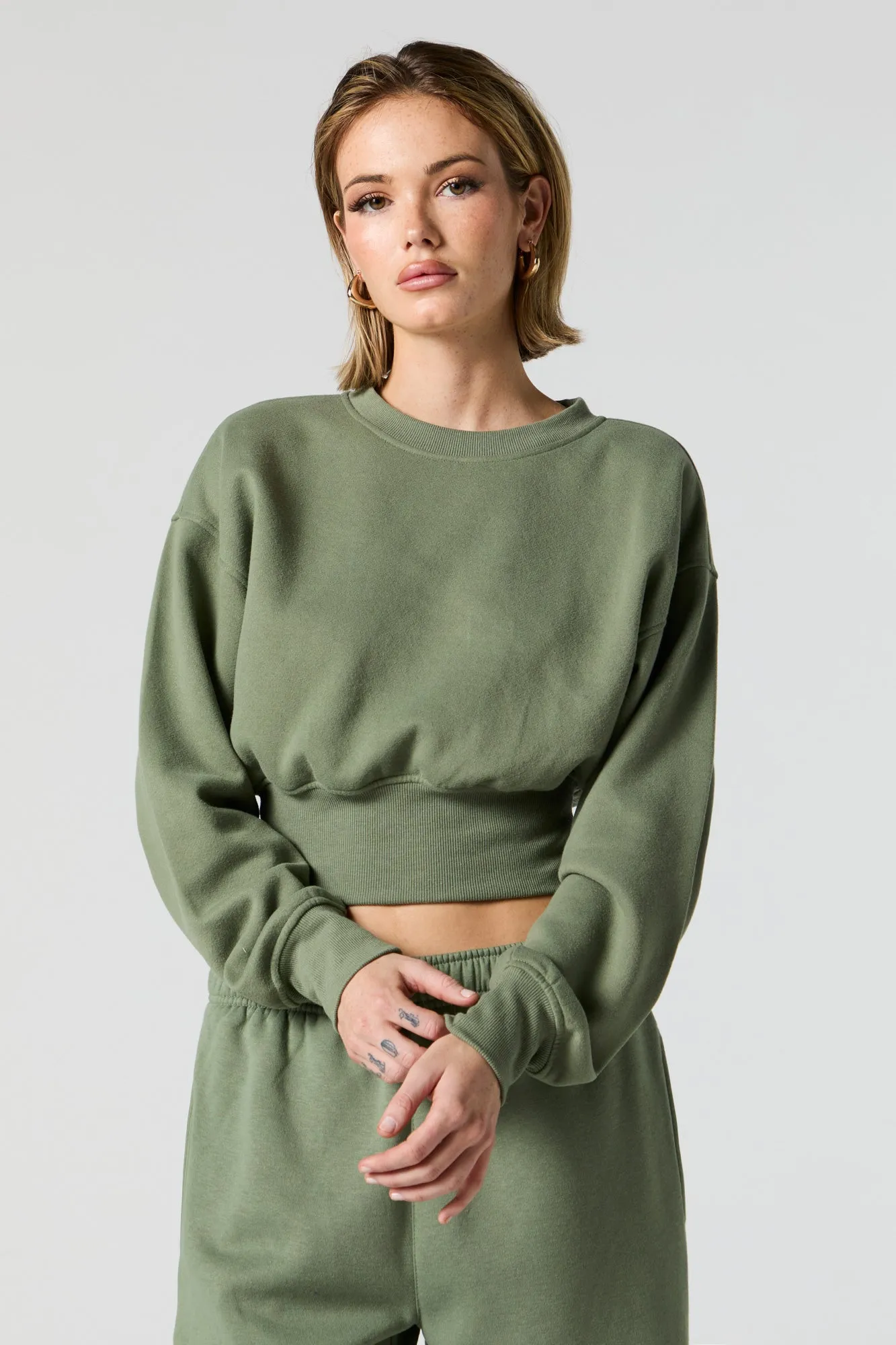 Crewneck Long Sleeve Crop Sweatshirt