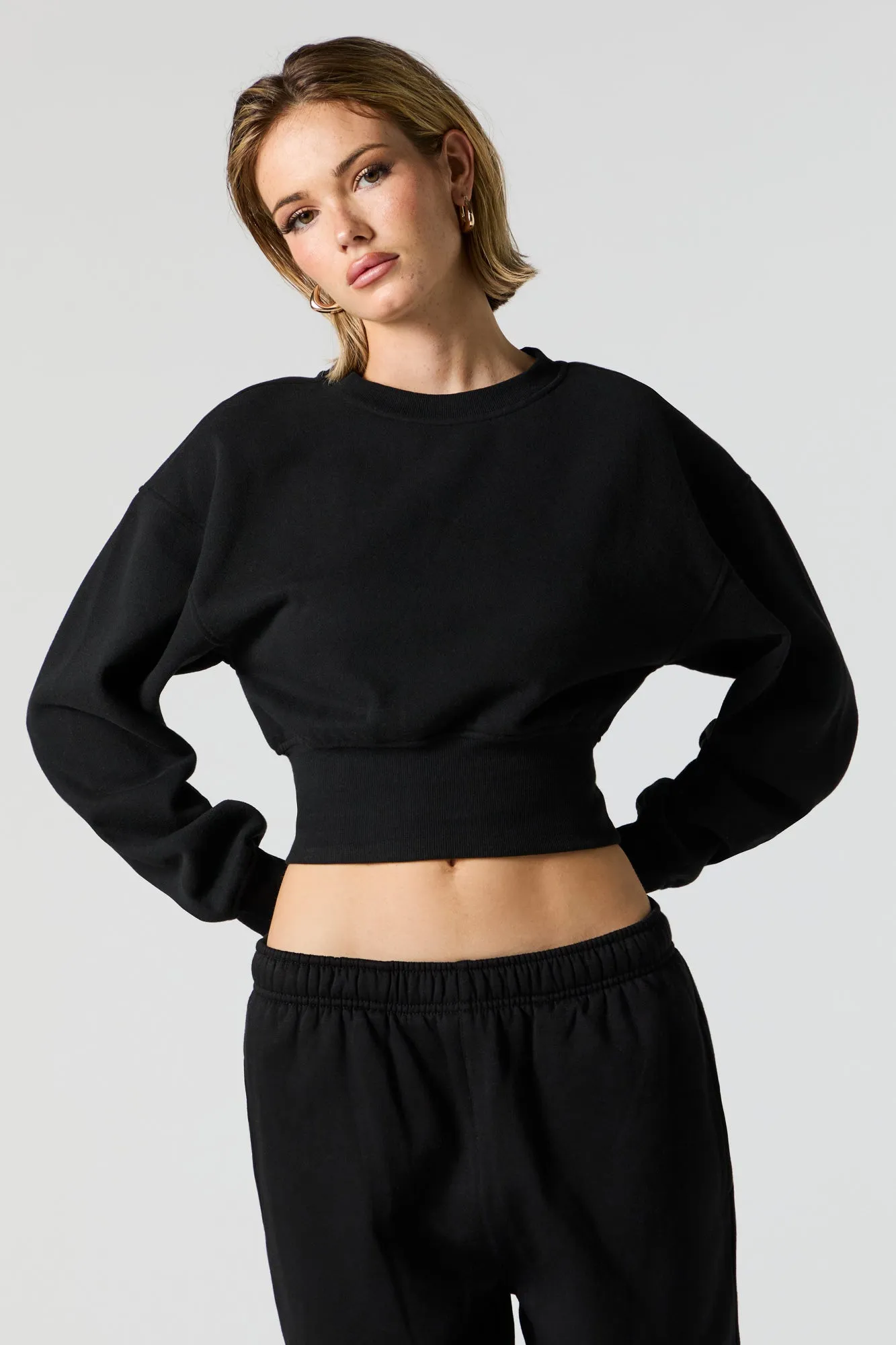 Crewneck Long Sleeve Crop Sweatshirt