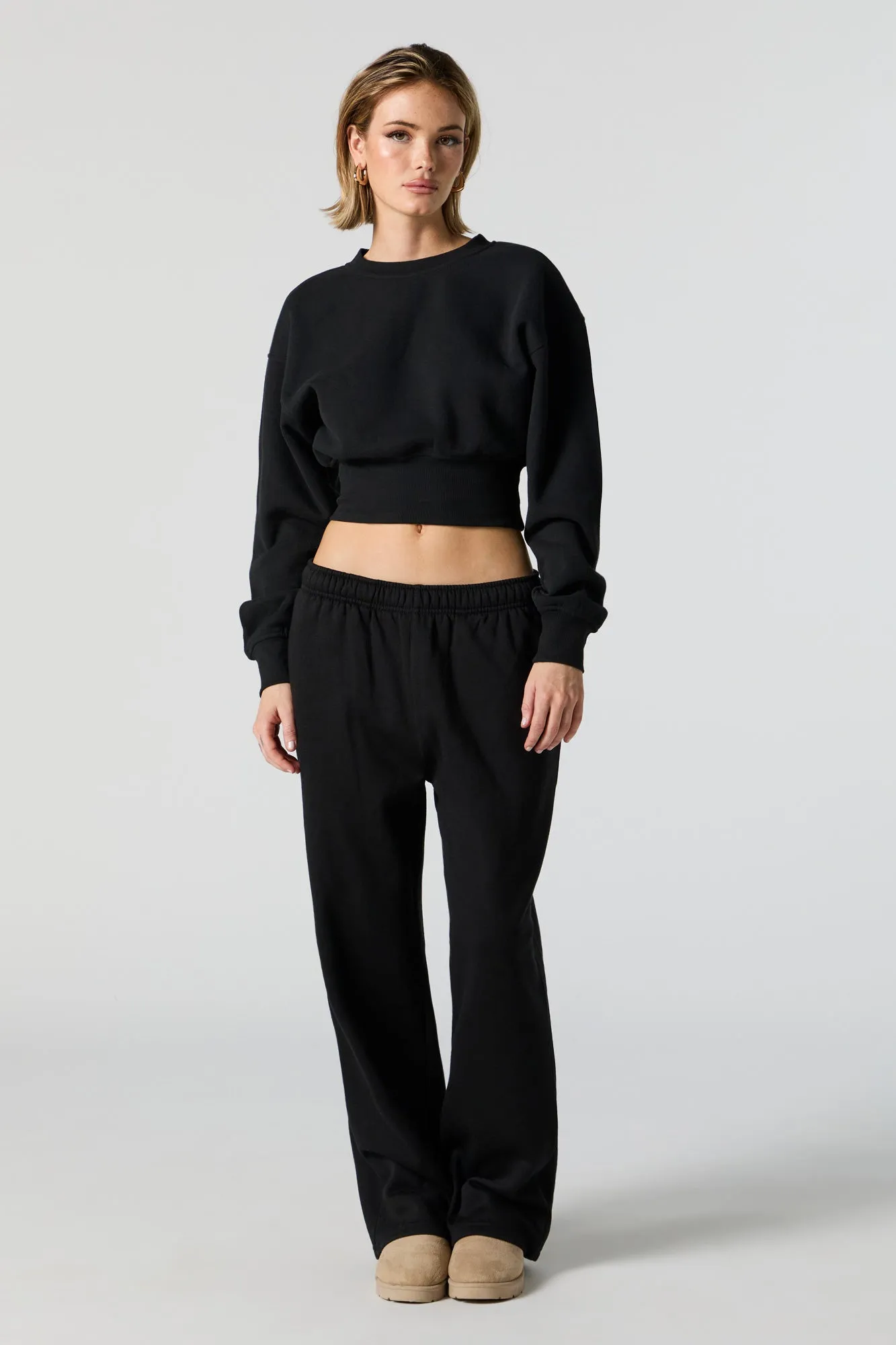 Crewneck Long Sleeve Crop Sweatshirt