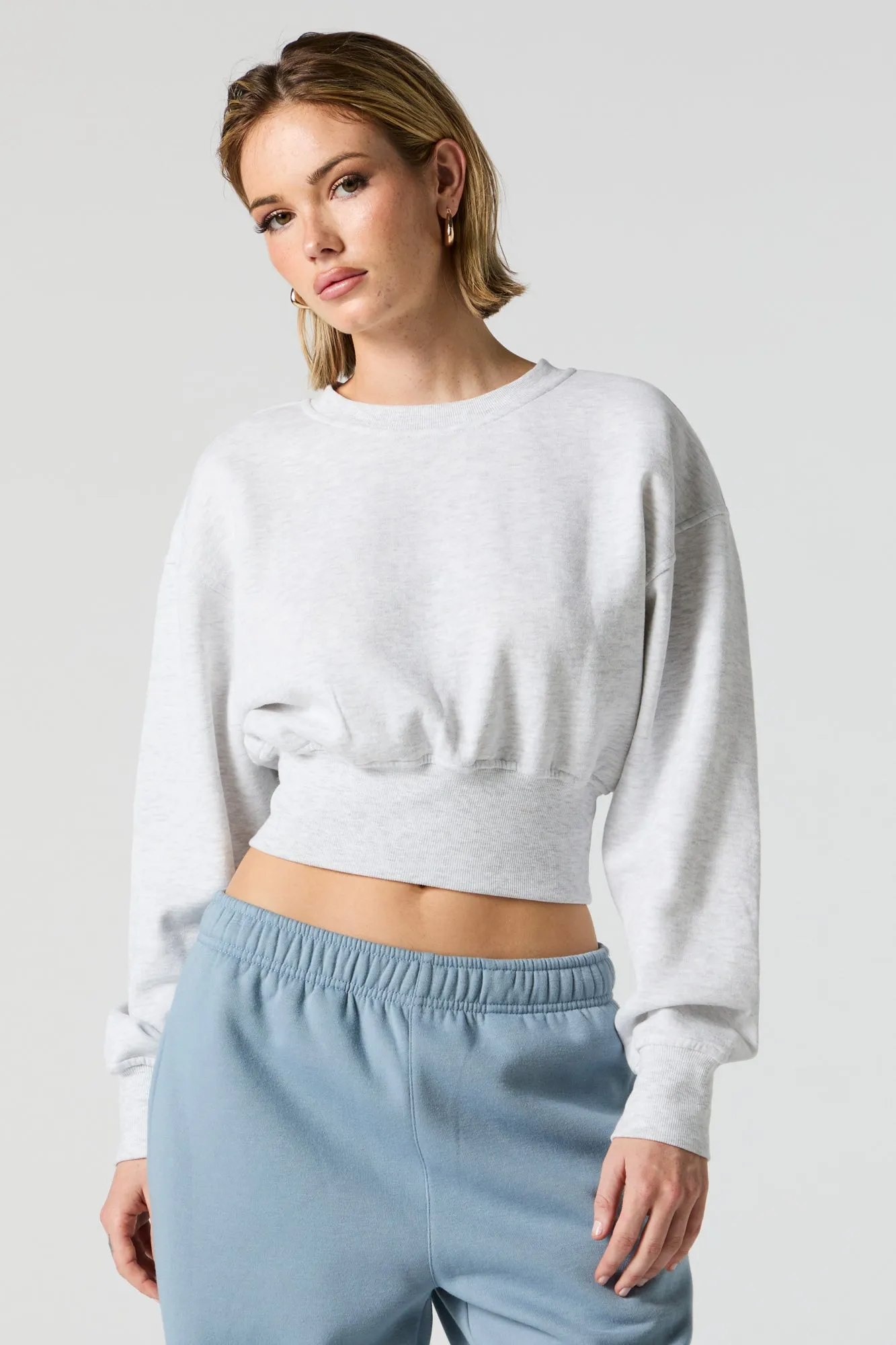 Crewneck Long Sleeve Crop Sweatshirt