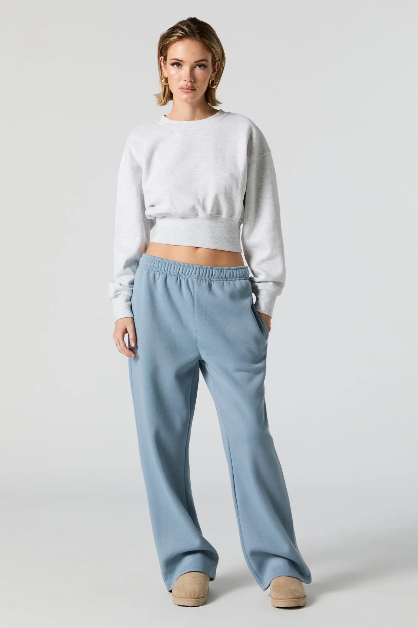 Crewneck Long Sleeve Crop Sweatshirt